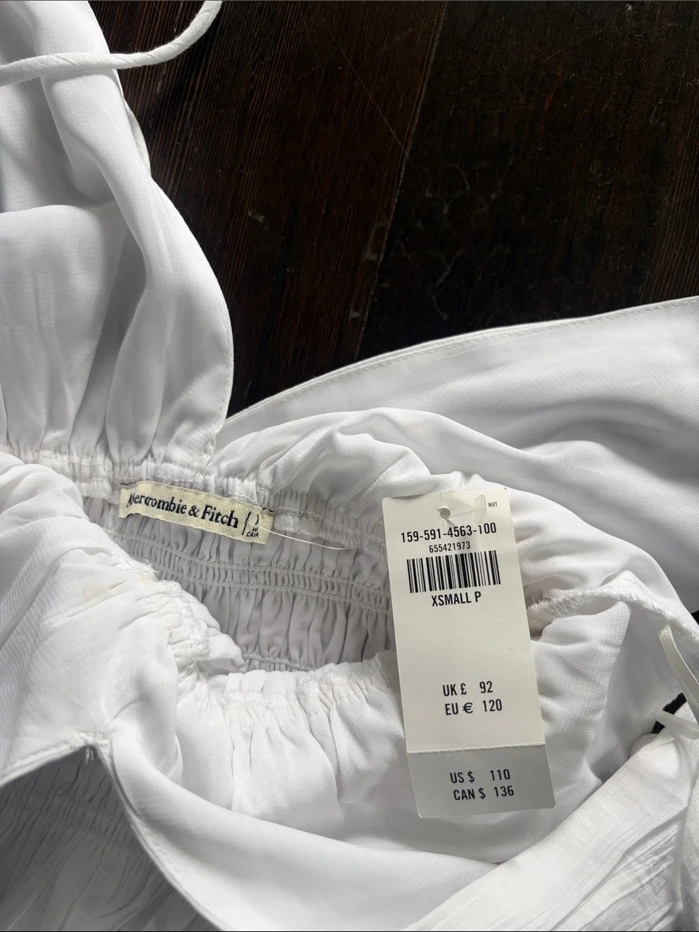 Abercrombie & Fitch White V-Neck Smocked Waist Maxi Dress - Picture 3 of 3